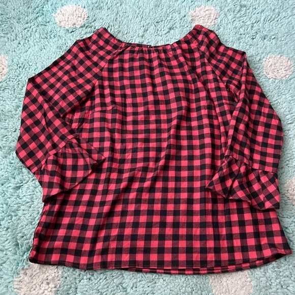 Crewcuts Kid Girls Shirt Checked Gingham Red Black Blouse Top 16 Holiday NWOT - Picture 1 of 7